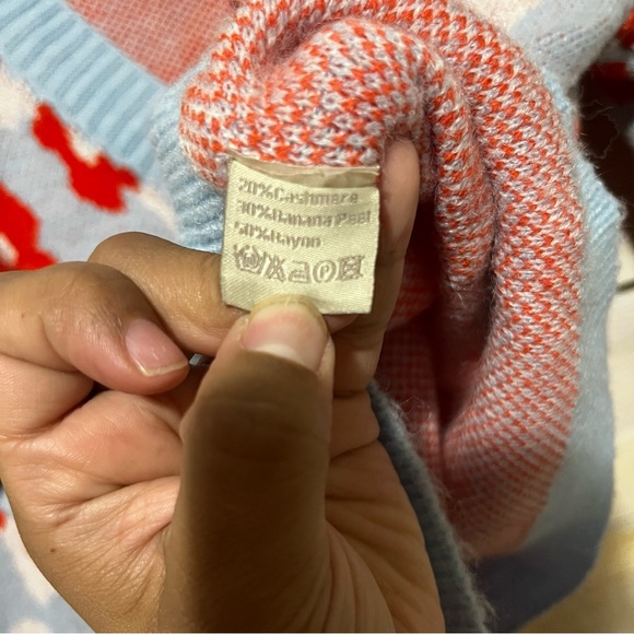 Women's Red and Blue Floral V-Neck Crop Cardigan - Picture 5 of 8